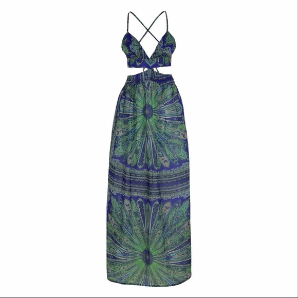 Scarf Print Cut Out Maxi Beach Dress - Picture 4 of 6